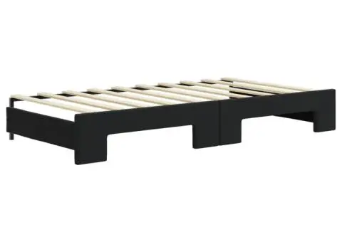 Pat de zi cu extensie și sertare, negru, 90x190 cm, catifea - 5/5