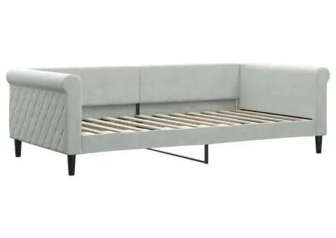 Pat de zi cu extensie și sertare gri deschis 100x200 cm catifea - 4/5