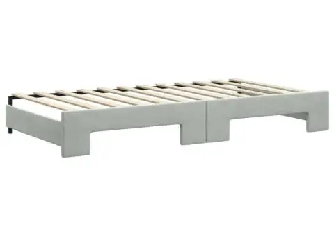 Pat de zi cu extensie și sertare gri deschis 100x200 cm catifea - 5/5