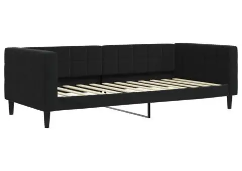Pat de zi cu extensie și sertare, negru, 90x200 cm, catifea - 4/5