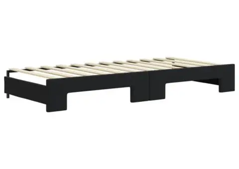 Pat de zi cu extensie și sertare, negru, 90x200 cm, catifea - 5/5