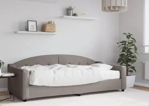 Pat de zi cu saltea, gri taupe, 90x200 cm, textil - 1/5