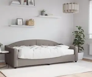 vidaXL Pat de zi cu saltea, gri taupe, 90x200 cm, textil