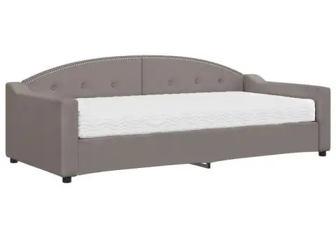 Pat de zi cu saltea, gri taupe, 90x200 cm, textil - 2/5