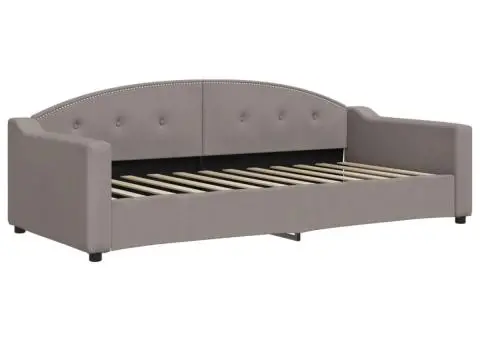 Pat de zi cu saltea, gri taupe, 90x200 cm, textil - 3/5