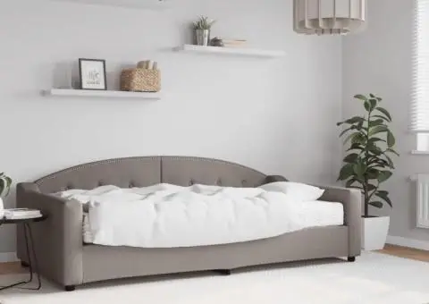 Pat de zi cu saltea, gri taupe, 100x200 cm, textil - 1/5