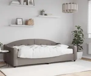 vidaXL Pat de zi cu saltea, gri taupe, 100x200 cm, textil