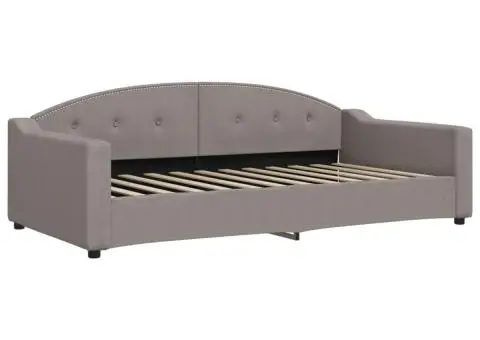 Pat de zi cu saltea, gri taupe, 100x200 cm, textil - 3/5