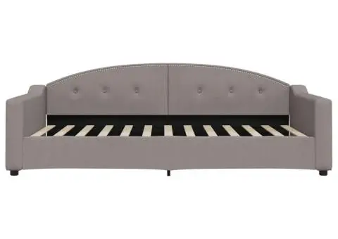 Pat de zi cu saltea, gri taupe, 100x200 cm, textil - 4/5