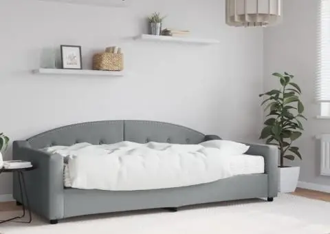 Pat de zi cu saltea, gri deschis, 100x200 cm, textil - 1/5