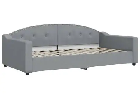 Pat de zi cu saltea, gri deschis, 100x200 cm, textil - 3/5