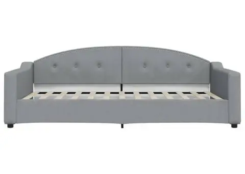 Pat de zi cu saltea, gri deschis, 100x200 cm, textil - 4/5