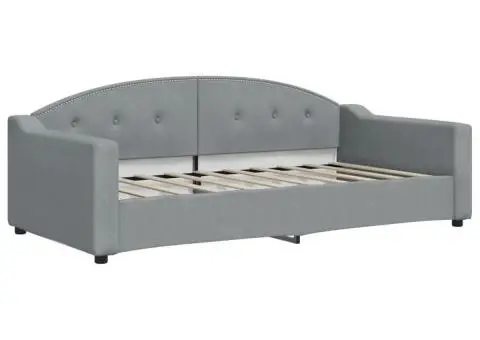 Pat de zi cu saltea, gri deschis, 90x190 cm, textil - 3/5