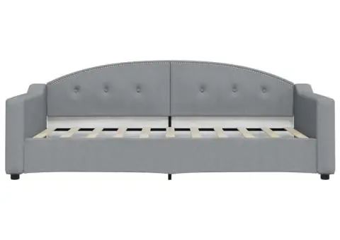 Pat de zi cu saltea, gri deschis, 90x190 cm, textil - 4/5