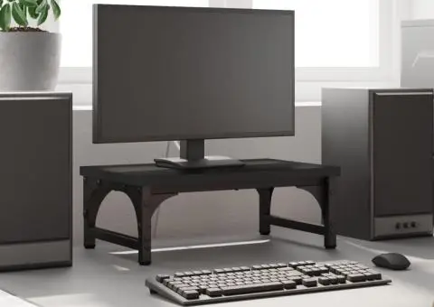 Suport pentru monitor, negru, 37x23x14 cm, lemn compozit - 1/5