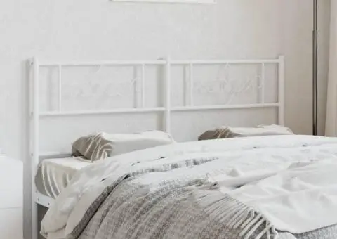 Tăblie de pat metalică, alb, 120 cm - 1/5