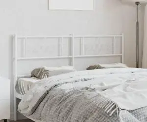 vidaXL Tăblie de pat metalică, alb, 120 cm