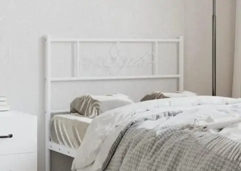 Tăblie de pat metalică, alb, 100 cm - 1/5