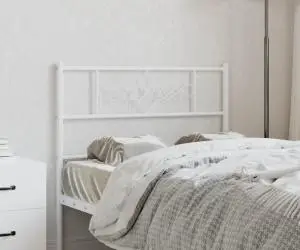 vidaXL Tăblie de pat metalică, alb, 100 cm