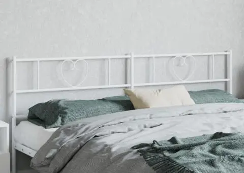 Tăblie de pat metalică, alb, 200 cm - 1/5