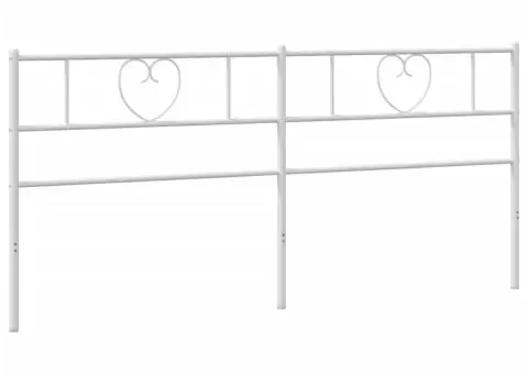 Tăblie de pat metalică, alb, 200 cm - 2/5