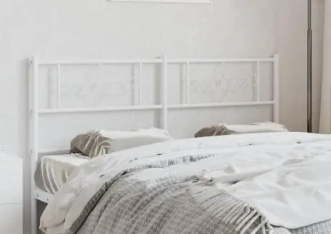 Tăblie de pat metalică, alb, 160 cm - 1/5