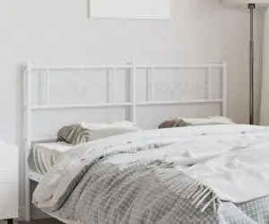 vidaXL Tăblie de pat metalică, alb, 160 cm