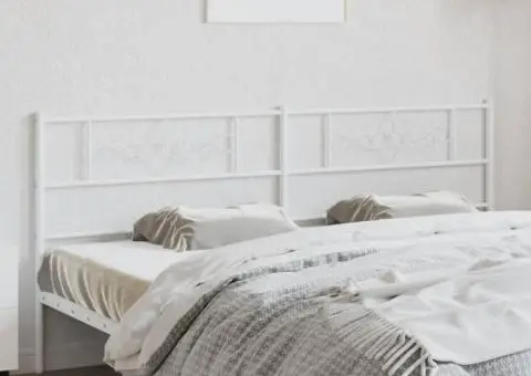 Tăblie de pat metalică, alb, 193 cm - 1/5