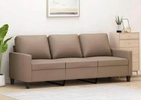 Canapea cu 3 locuri, cappuccino, 180 cm, piele ecologică - 1/5