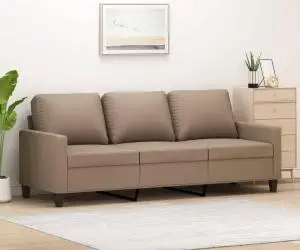 vidaXL Canapea cu 3 locuri, cappuccino, 180 cm, piele ecologică