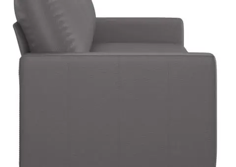 Canapea cu 3 locuri, gri, 180 cm, piele ecologică - 4/5