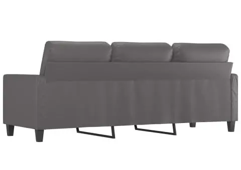 Canapea cu 3 locuri, gri, 180 cm, piele ecologică - 5/5