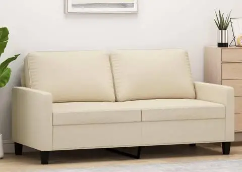 Canapea cu 2 locuri, crem, 140 cm, material textil - 1/5