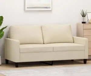 vidaXL Canapea cu 2 locuri, crem, 140 cm, material textil