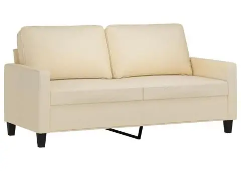 Canapea cu 2 locuri, crem, 140 cm, material textil - 2/5