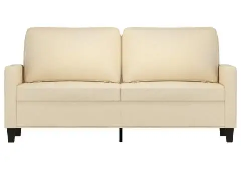 Canapea cu 2 locuri, crem, 140 cm, material textil - 3/5