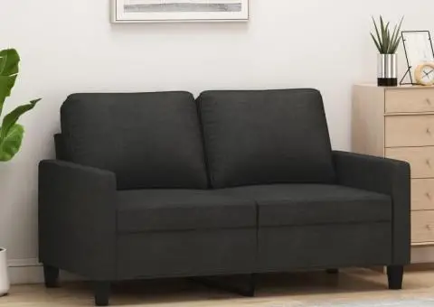 Canapea cu 2 locuri, negru, 120 cm, material textil - 1/5