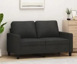 vidaXL Canapea cu 2 locuri, negru, 120 cm, material textil