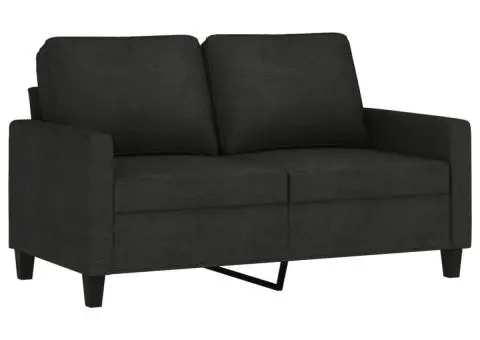 Canapea cu 2 locuri, negru, 120 cm, material textil - 2/5