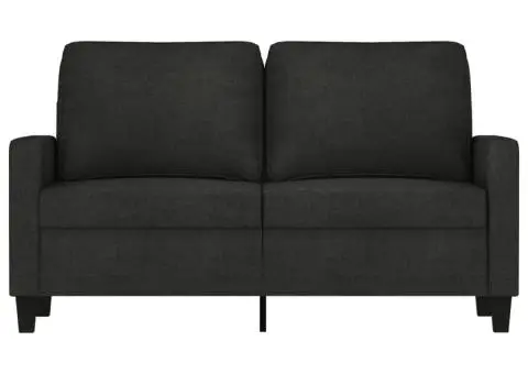 Canapea cu 2 locuri, negru, 120 cm, material textil - 3/5