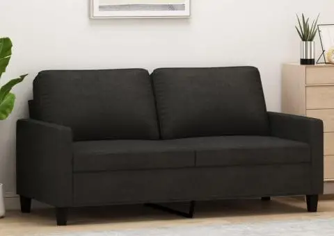 Canapea cu 2 locuri, negru, 140 cm, material textil - 1/5