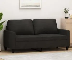 vidaXL Canapea cu 2 locuri, negru, 140 cm, material textil
