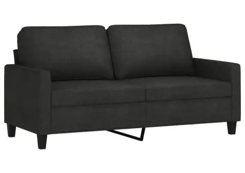 Canapea cu 2 locuri, negru, 140 cm, material textil - 2/5