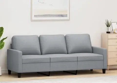 Canapea cu 3 locuri, gri deschis, material 180CM textil - 1/5