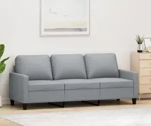 vidaXL Canapea cu 3 locuri, gri deschis, material 180CM textil