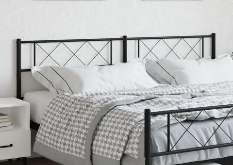 Tăblie de pat metalică, negru, 200 cm - 1/5