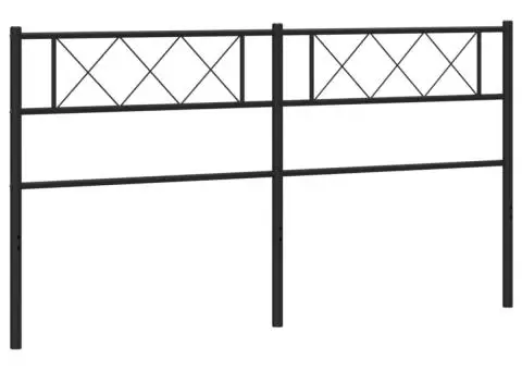 Tăblie de pat metalică, negru, 200 cm - 2/5