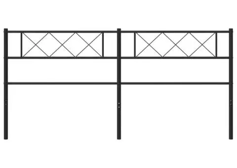 Tăblie de pat metalică, negru, 200 cm - 3/5