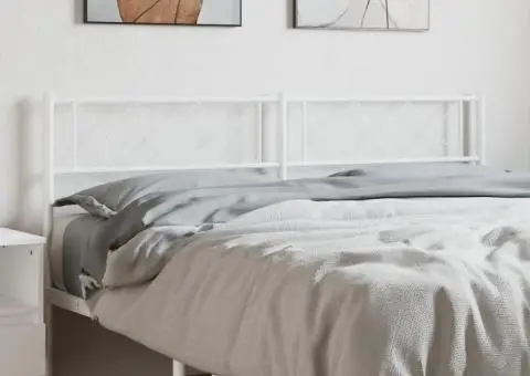 Tăblie de pat metalică, alb, 120 cm - 1/5