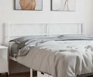 vidaXL Tăblie de pat metalică, alb, 120 cm